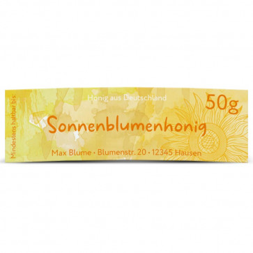 Mini-Etikett "Farbentanz" in Gelb für Sonnenblumenhonig