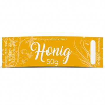 Design "Swing" - in Gelb - ideal für 50g Honiggläser 