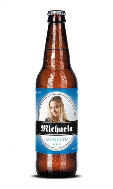 Ansicht Bieraufkleber "Michaela" auf Bierflaschen
