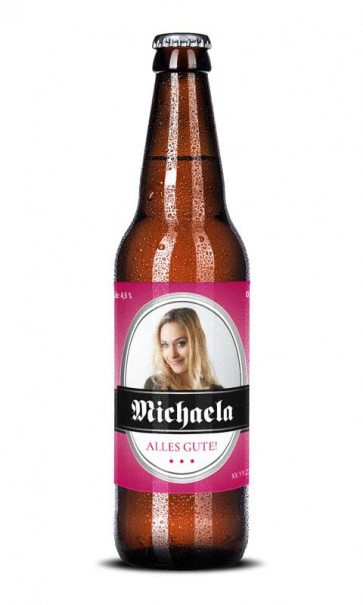 Bieretiketten "Michaela" auf Bierflasche