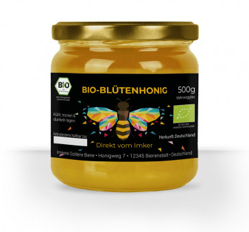 Honigetiketten "Sparkling Bee" in Schwarz