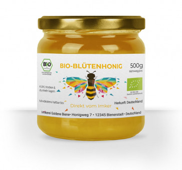 Honigetiketten "Sparkling Bee" auf weißem Papier