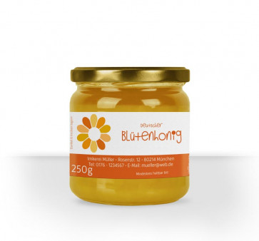 Honigglas-Etikett "Flowerpower" orange