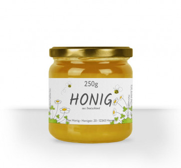 Kleines Etikett "Gänseblümchen" auf Honigglas
