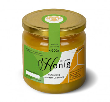 500g Honigglas mit Siegeletiketten des Landesverband Hessischer Imker e.V.