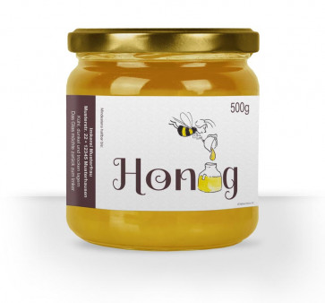 Großes Etikett "Honigsammlerin" auf Glas