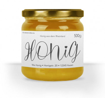 Honigetikett "Lovely" auf dem Honigglas