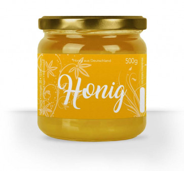Design "Swing" - in Gelb - ideal für 500g Honiggläser 