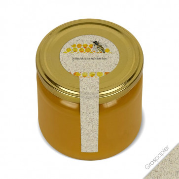 Frischesigel "Aquarellbiene" (Graspapieretiketten) auf Honigglas
