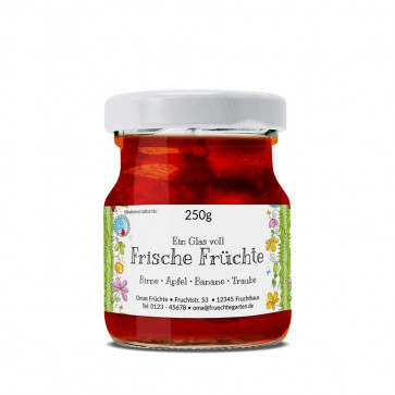 Ansicht Marmeladenetikett "Frische Früchte"