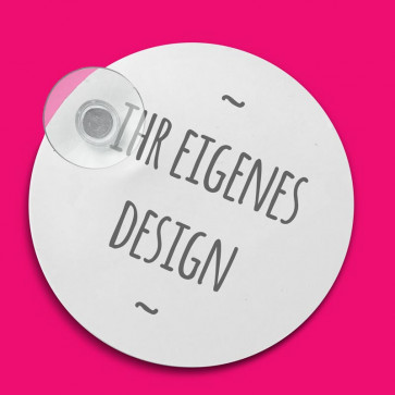 Individuelle Hinterglasplakette mit Saugnapf (mit Blankovorlage editierbar)