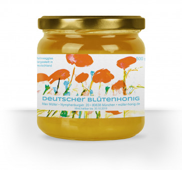 Honigglas-Etiketten "OrangeMood" blau