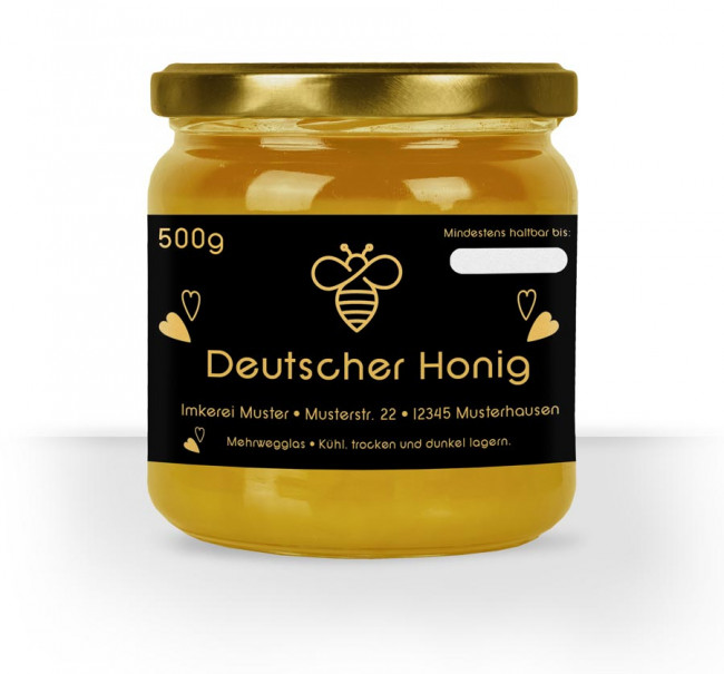 200 Stück Etiketten für Honiggläser selbstklebend 500g Honig-Etikett gold 