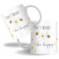 Keramiktasse „Don't worry, bee happy"
