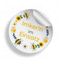 Imkerin-im-Einsatz Aufkleber "Bienenkranz" - Lagerprodukt