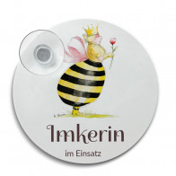 Imkerin-im-Einsatz Schild "Bienenkönigin" mit Saugnapf - Lagerprodukt