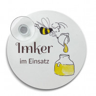 Imker-im-Einsatz Schild "Honigsammlerin" mit Saugnapf - Lagerprodukt