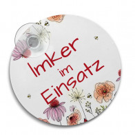 Imker-im-Einsatz Schild "Poppy" mit Saugnapf - Lagerprodukt