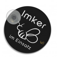 Imker-im-Einsatz Schild "Herzbiene" mit Saugnapf - Lagerprodukt