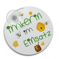 Imkerin-im-Einsatz Schild "Mein Schwarm" mit Saugnapf - Lagerprodukt