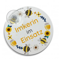Imkerin-im-Einsatz Schild "Bienenkranz" mit Saugnapf - Lagerprodukt