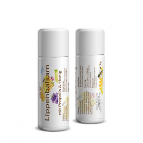 Lippenpflegestifte mit Etiketten im Design "Aquarell Wabe" 