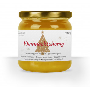 Weihnachtliches Honigglasetikett "Goldtanne"