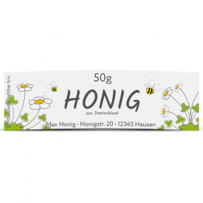 Mini-Etikett "Gänseblümchen" auf Honigmusterglas