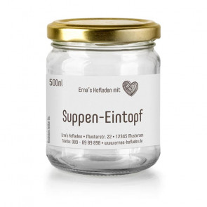 Etikett im Hofladen-Design  "Suppeneintopf mit Herz"