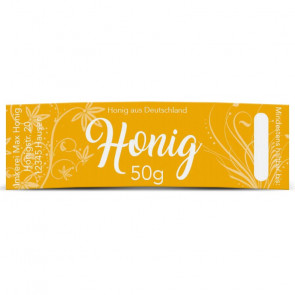 Design "Swing" - in Gelb - ideal für 50g Honiggläser 