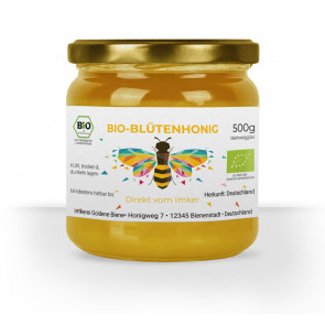 Honigetiketten "Sparkling Bee" auf weißem Papier