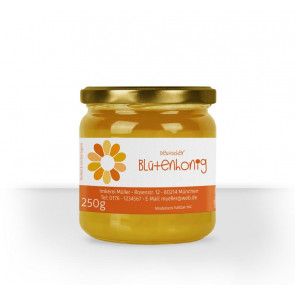 Honigglas-Etikett "Flowerpower" orange