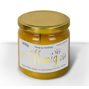 Honigetikett "Flying Bee" auf Honigglas