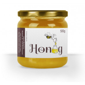 Großes Etikett "Honigsammlerin" auf Glas