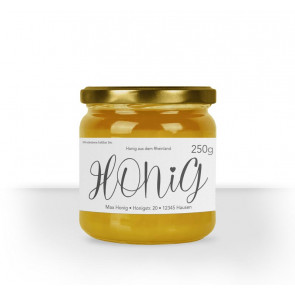 Kleines Etikett "Lovely" auf Honigglas