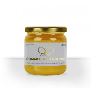 Kleine Honigetikett "Sommergold" auf Honigglas