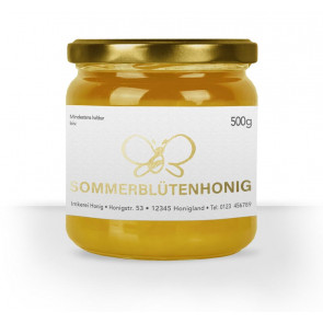 Honigetikett "Sommgold" auf Honigglas