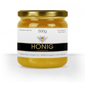 Etikett "Bee Stripes" auf 500g Honigglas