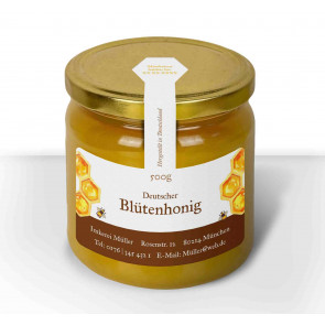 Etikett "Dicke Biene" auf Honigglas