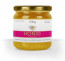 Etikett "Bee Stripes" in Pink auf 500g Honigglas