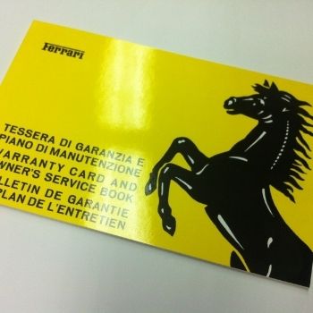 Gelbe Garantiekarte Ferrari